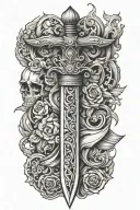 bone made dagger realistic tattoo design idea