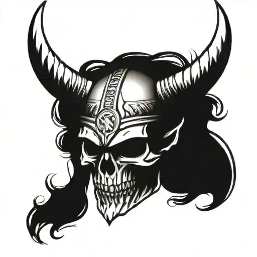 vikings head skull tattoo design idea
