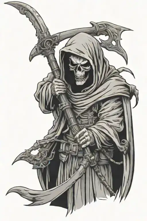 army sniper grim reaper with scythe tattoo design idea