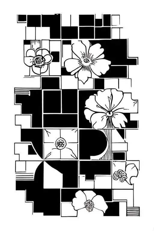 abc blocks body black and white tattoo design idea