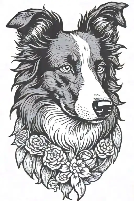 border collie tattoo design idea