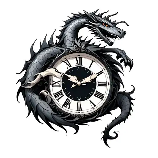 clock dragon taurus tattoo design idea