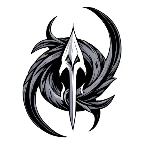 Triton (INT coed ) trident stuck tattoo design idea