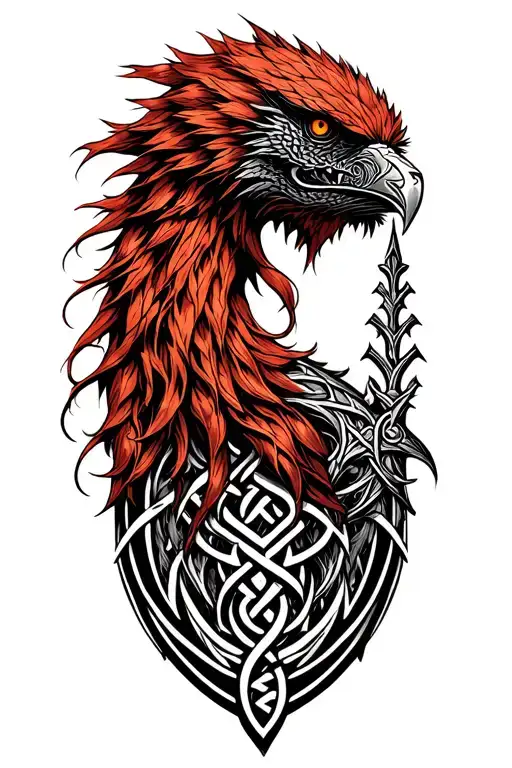 Griffin crooked river red haired warrior celtic tattoo design idea