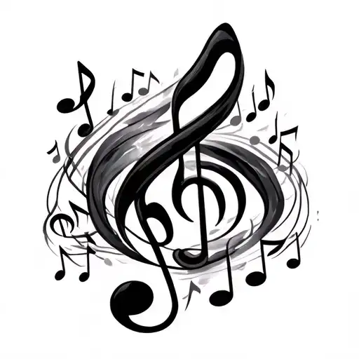 multiple music notes tattoo design idea