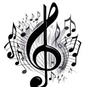 multiple music notes tattoo design idea