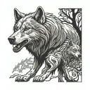 Sigma Wolf with Child hurt and is healing on blood tattoo design idea