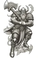 Viking warrior wielding a battle axe tattoo design idea