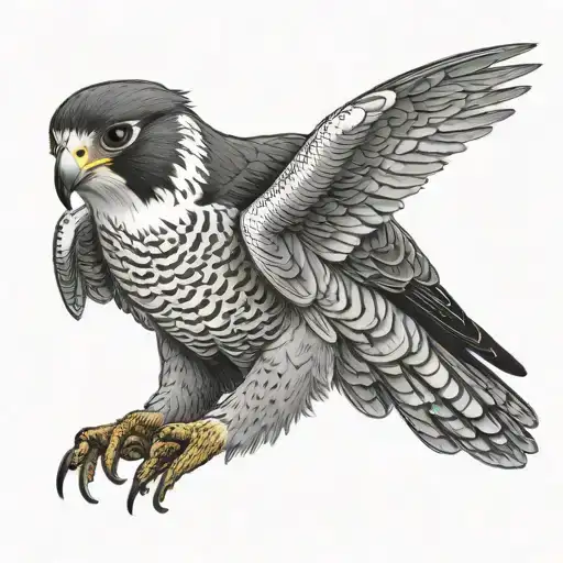 peregrine falcon diving tattoo design idea