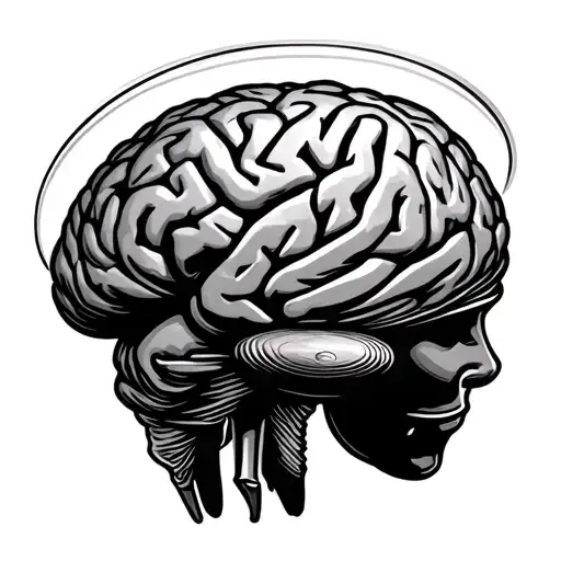 Brain -shaped spinning top placed on the hollow of one hand tattoo design idea