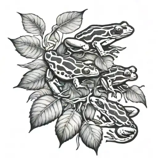 3 poison dart frogs on a vine tattoo tattoo design idea