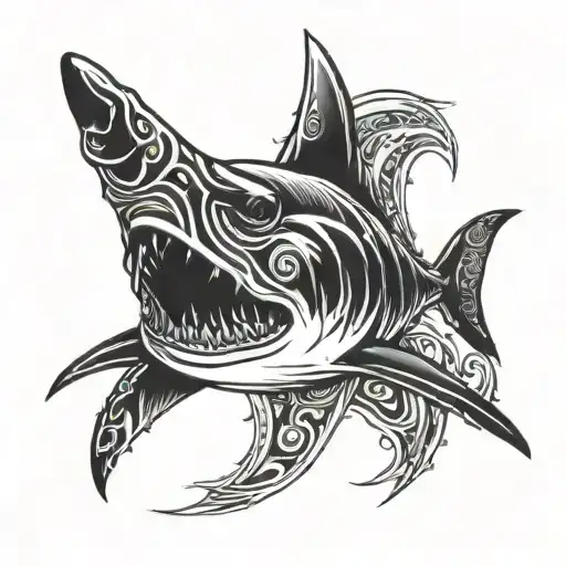 hammer head shark tribal tatoo tattoo design idea