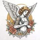 angel with an uzi tattoo design idea
