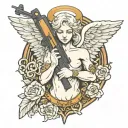 angel with an uzi tattoo design idea