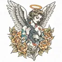 angel with an uzi tattoo design idea