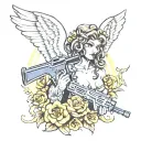 angel with an uzi tattoo design idea