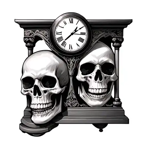 Memento Mori Hourglass clock on top skull on bottom tattoo design idea