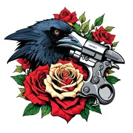 Raven, knuckle dusters, rose intertwined tattoo design idea