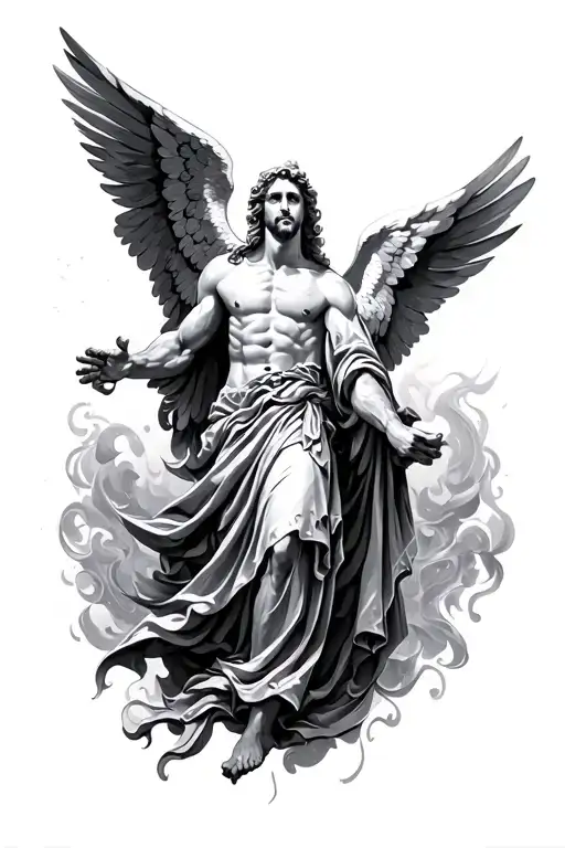 Archangel Michael and fallen angel tattoo design idea