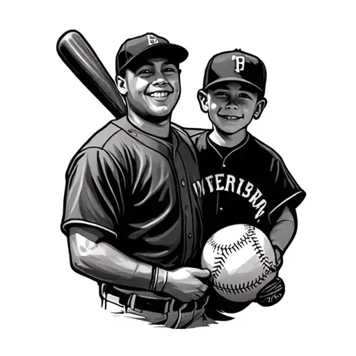 father son baseball theme tattoo design idea