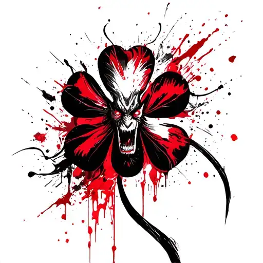 Black Clover -style -style clover with the image in the center of the Live demon and even tattoo design idea