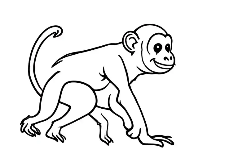 cute monkey walking tattoo design idea