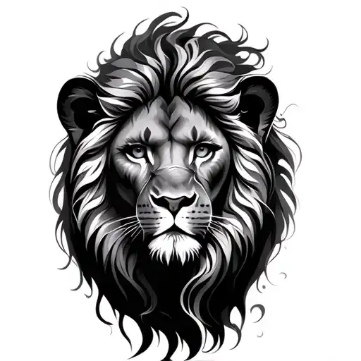 lion and women face tattoo design idea