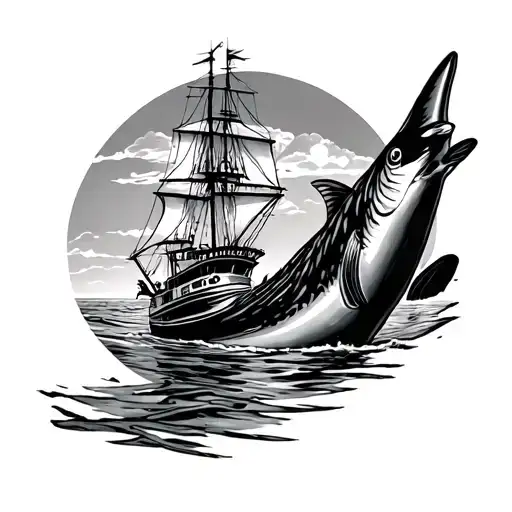 swimming Catalina channel tattoo design idea