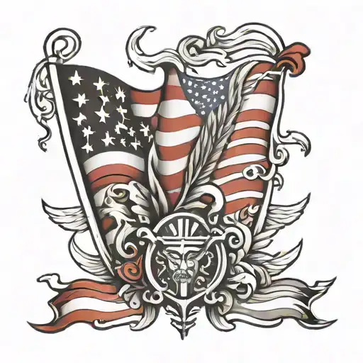 American and Polish flag tattoo design idea