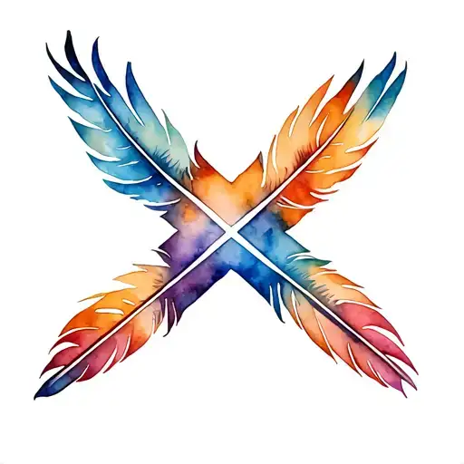 eagle feathers and cross  tattoo design idea