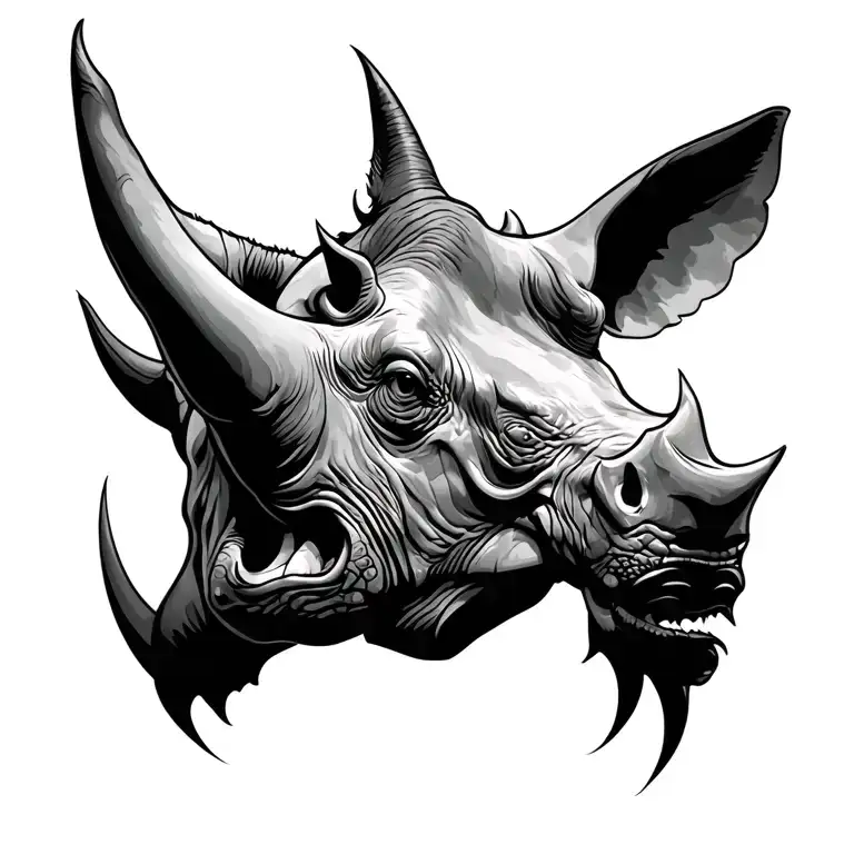 rhino head tattoo design idea
