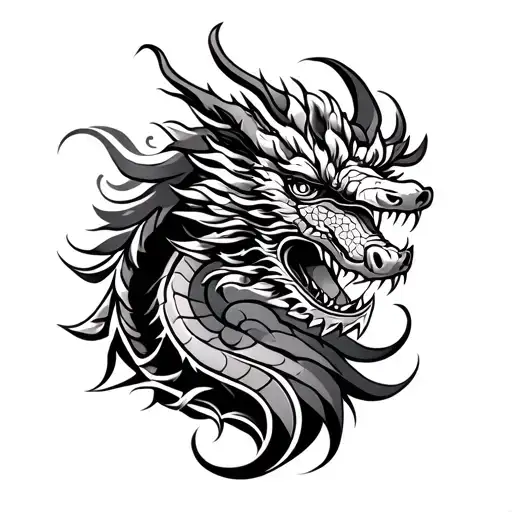 tagalog tribal tattoo mixed with asian dragon tattoo design idea