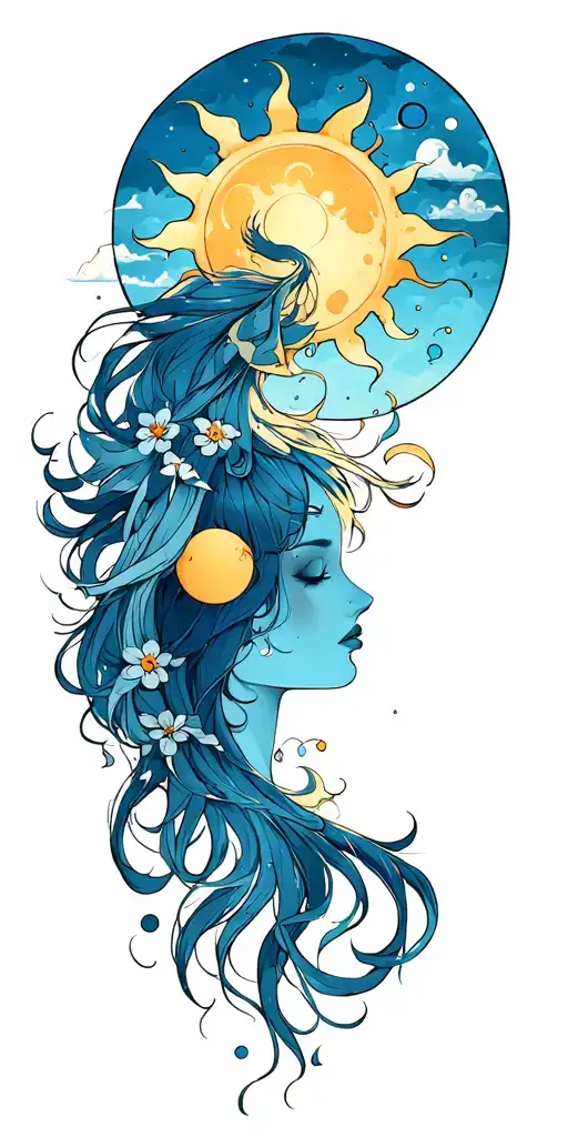Moon sun tattoo design idea
