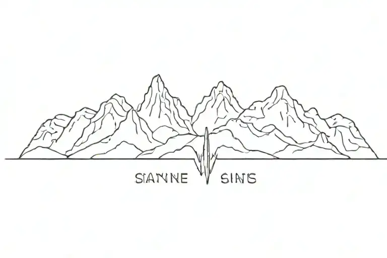 mountain, sinus heartbeat line tattoo design idea