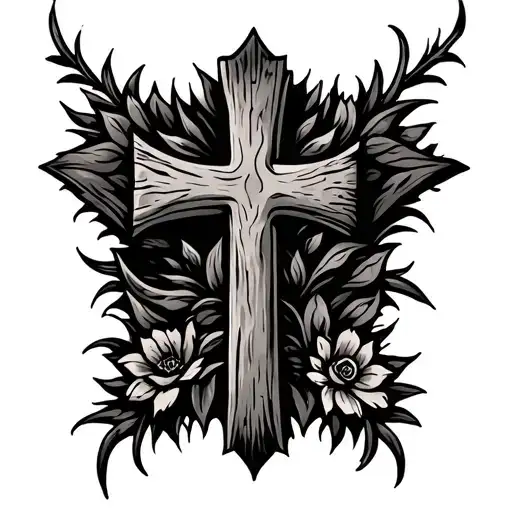 rustic cross tattoo design idea