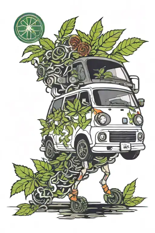 A Korean Pride 111 hatchback that has a lot of marijuana inside tattoo design idea