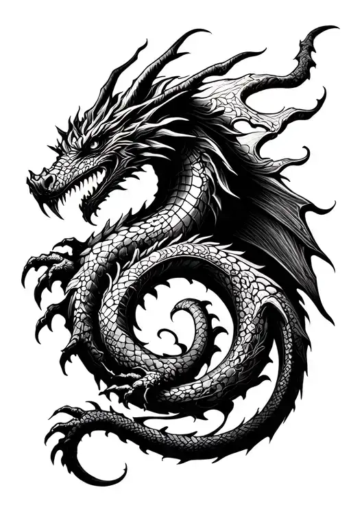 I want a tattoo design in sigil and gothic style.The main element is an Ouroboros Dragon (a dragon biting its own tail, tattoo design idea