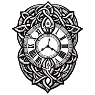 Celtic trinity clock face tattoo design idea