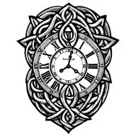 Celtic trinity clock face tattoo design idea