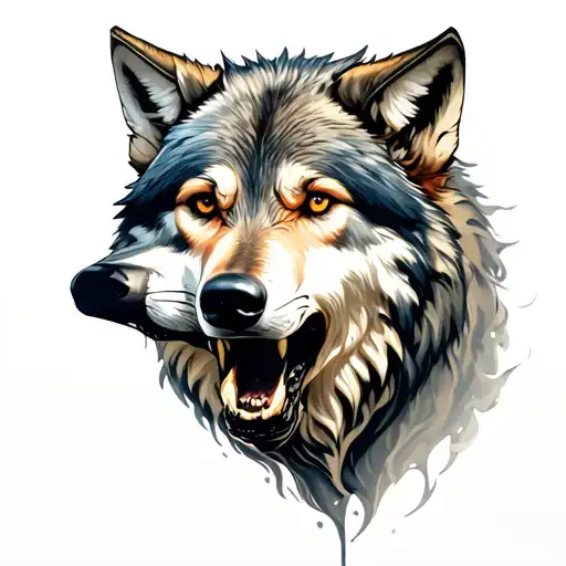 Georgian cross, wolf in rage tattoo design idea