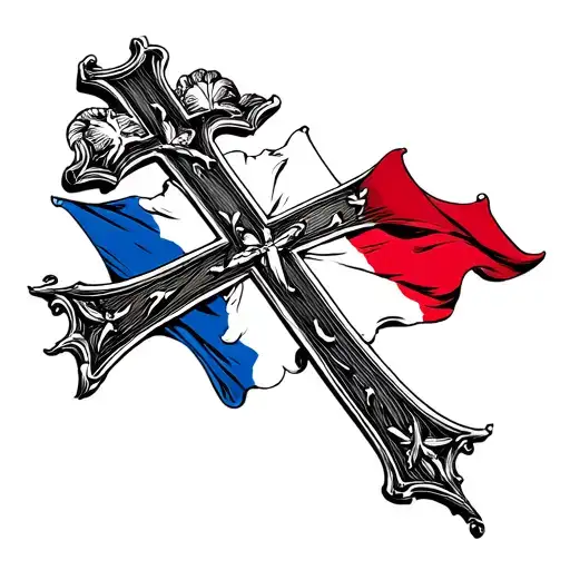 Cross of Lorraine and Flag of France tattoo design idea