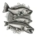 Chef knife and murray cod fish tattoo design idea