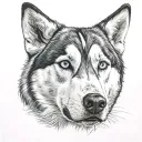 Husky head tattoo from the front view tattoo design idea