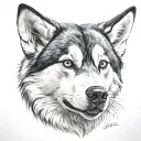 Husky head tattoo from the front view tattoo design idea