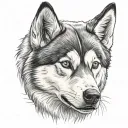 Husky head tattoo from the front view tattoo design idea
