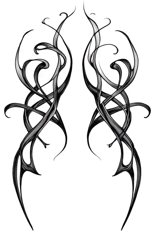  Smooth, ribbon-like curves resembling smoke or liquid calligraphy. Elegant, soft motion, minimalistic and clean. tattoo design idea