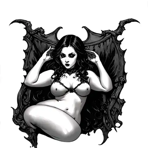 chubby nude vampire girl full body tattoo design idea