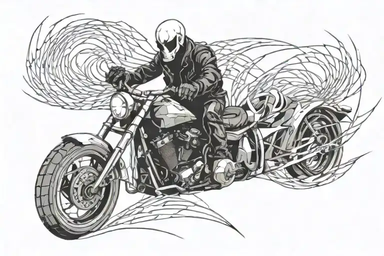 ghost rider leaving a trail tattoo design idea