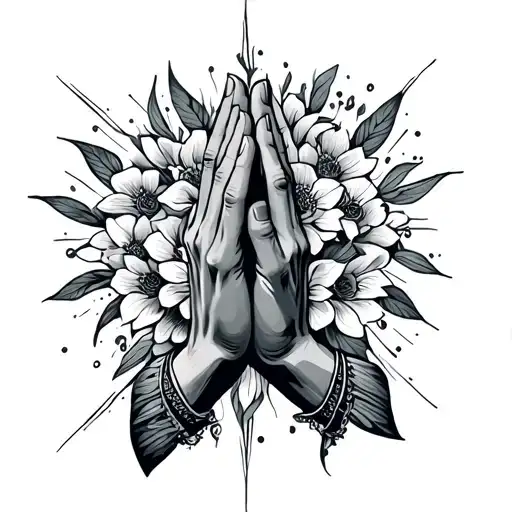 prayer hands tattoo design idea