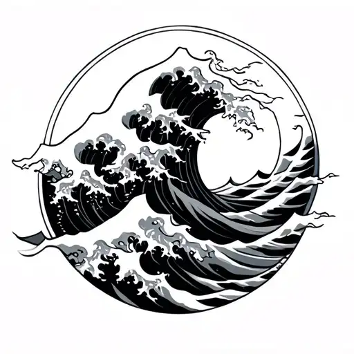 Japanese wave horror forearm tattoo tattoo design idea